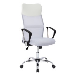 Καρέκλα γραφείου σε χρώμα λευκό Mesh με πόδι χρωμίου διαστάσεων 61x58x118Ycm