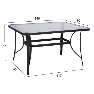 Τραπέζι Bruno 140x80x72Ycm σε χρώμα γκρι μεταλλικό με γυάλινη επιφάνεια Τραπέζι Bruno 140x80x72Ycm σε χρώμα γκρι μεταλλικό με γυάλινη επιφάνεια