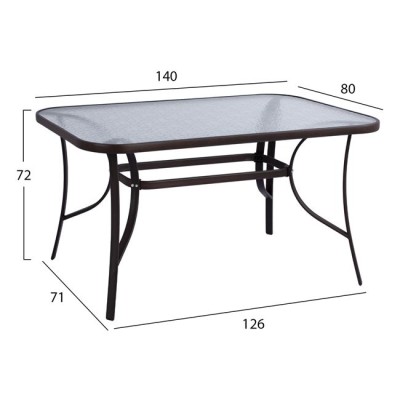 Τραπέζι Bruno 140x80x72Ycm σε χρώμα καφέ μεταλλικό με γυάλινη επιφάνεια Τραπέζι Bruno 140x80x72Ycm σε χρώμα καφέ μεταλλικό με γυάλινη επιφάνεια