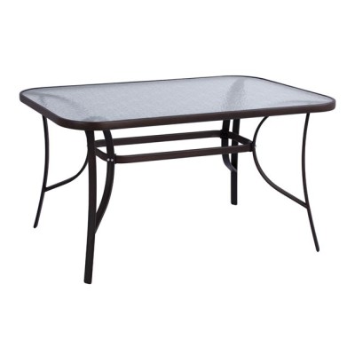Τραπέζι Bruno 140x80x72Ycm σε χρώμα καφέ μεταλλικό με γυάλινη επιφάνεια Τραπέζι Bruno 140x80x72Ycm σε χρώμα καφέ μεταλλικό με γυάλινη επιφάνεια