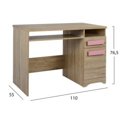 Γραφείο playroom Sonama με ροζ χερούλι διαστάσεων 110x55x76,5cm