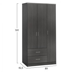 Ντουλάπα τρίφυλλη με 2 συρτάρια Caesar Zebrano 89x42,5x181cm