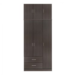 Ντουλάπα τρίφυλλη με πατάρι και 2 συρτάρια Zebrano 90x42x241cm