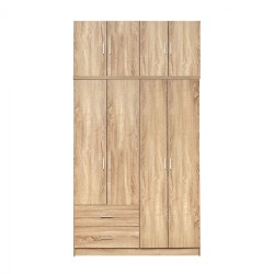 Ντουλάπα τετράφυλλη με πατάρι και 2 συρτάρια Sonama 120x42x241cm