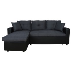 Καναπές γωνιά κρεβάτι Wayne διαστάσεων 220x146x86hcm χρώμα γκρι με μαύρο