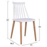 Καρέκλα τραπεζαρίας σε λευκό χρώμα με μεταλλικά πόδια διαστάσεων 43x46,5x82cm VANESSA 