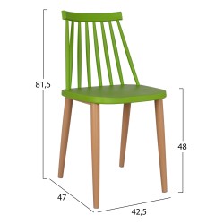 Καρέκλα τραπεζαρίας σε πράσινο χρώμα με μεταλλικά πόδια διαστάσεων 42,5x47x81,5cm VANESSA 