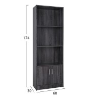 Βιβλιοθήκη μελαμίνης Hayden σε χρώμα ανθρακί διαστάσεων 60x30x174Υcm