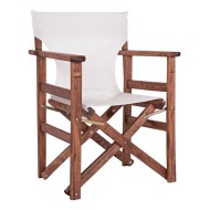 Πτυσσόμενη καρέκλα σκηνοθέτη διαστάσεων 60x51x86cm εκρού με σκελετό σε καρυδί χρώμα ΝΑΞΟΣ