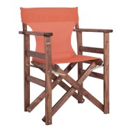 Πτυσσόμενη καρέκλα σκηνοθέτη διαστάσεων 60x51x86cm πορτοκαλί με σκελετό σε καρυδί χρώμα ΝΑΞΟΣ