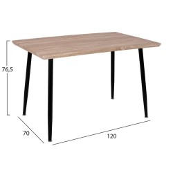Τραπέζι τραπεζαρίας Paloma 120x70x76,5cm Sonοma με μαύρα πόδια