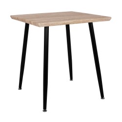 Τραπέζι τραπεζαρίας Paloma διαστάσεων 70x70x76,5cm Sonoma με μαύρα πόδια
