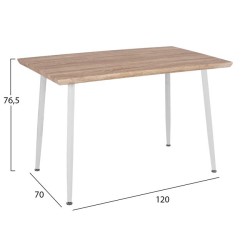 Τραπέζι τραπεζαρίας Paloma 120x70x76,5cm Sonoma με λευκά πόδια