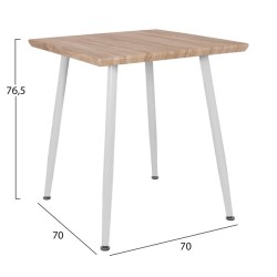 Τραπέζι τραπεζαρίας Paloma 70x70x76,5cm Sonoma με λευκά πόδια