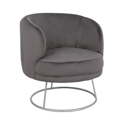 Πολυθρόνα Arien γκρι βελούδο με ασημί βάση διαστάσεων 80x75x82Ycm Πολυθρόνα Arien γκρι βελούδο με ασημί βάση διαστάσεων 80x75x82Ycm