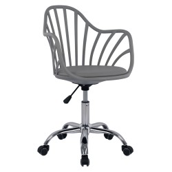 Καρέκλα γραφείου Becky με ρόδες σε χρώμα γκρι διαστάσεων 57x57x96cm