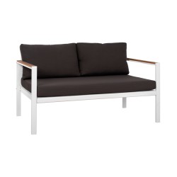 Καναπές διθέσιος αλουμινίου Safiya σε χρώμα λευκό διαστάσεων 144x70x85Υcm