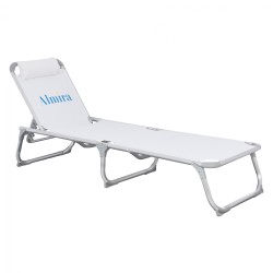 Ξαπλώστρα παράλιας Almira βαρέως τύπου λευκή αλουμινίου 188x58x31-81cm