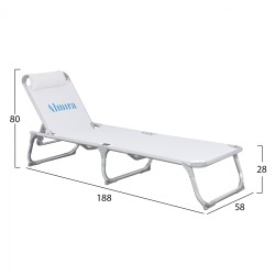 Ξαπλώστρα παράλιας Almira βαρέως τύπου λευκή αλουμινίου 188x58x31-81cm
