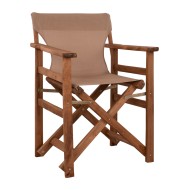 Καρέκλα σκηνοθέτη μόκα με σκελετό σε καρυδί χρώμα από μασίφ ξύλο οξιάς διαστάσεων 57x54x88,5cm ΛΗΜΝΟΣ