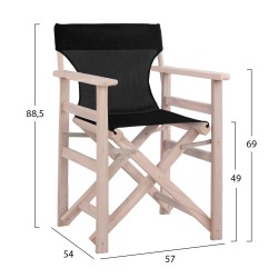 Καρέκλα σκηνοθέτη σε μαύρο χρώμα με λευκό σκελετό διαστάσεων 57x54x88,5cm ΛΗΜΝΟΣ