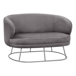 Καναπές 2θέσιος Arien από βελούδο σε χρώμα γκρι με ασημί βάση διαστάσεων 125x80x84Υcm