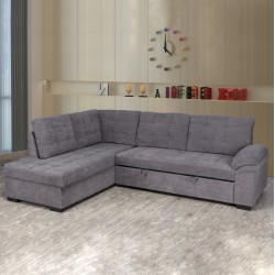 Καναπές κρεβάτι Jade αριστερή γωνιά σε σκούρο γκρι χρώμα διαστάσεων 252x159x84hcm