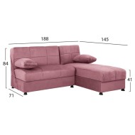 Γωνιακός καναπές κρεβάτι με αποθηκευτικό χώρο σε χρώμα σάπιο μήλο διαστάσεων 188x145x84Ycm EGE