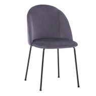 Βελούδινη καρέκλα τραπεζαρίας σε γκρι χρώμα με μεταλλικά μαύρα ματ πόδια διαστάσεων 50x54x79Ycm CLARA 