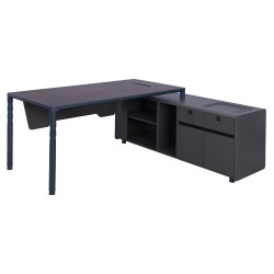 Επαγγελματικό γραφείο LYANNA δεξιά γωνία HM2093R σε γκρι και βεγγε απόχρωση 183x160x76Υcm.