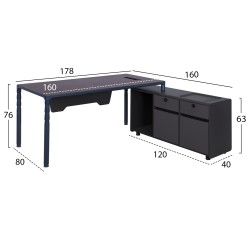 Επαγγελματικό γραφείο LYANNA δεξιά γωνία σε γκρι και βέγγε απόχρωση 183x160x76cm