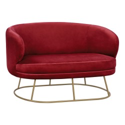 Καναπές διθέσιος Arien σε χρώμα κόκκινο με χρυσή βάση διαστάσεων 125x80x84Ycm