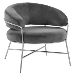 Πολυθρόνα Trudi σε χρώμα γκρι βελούδινη με ασημί σκελετό διαστάσεων 83x75x76cm Πολυθρόνα Trudi σε χρώμα γκρι βελούδινη με ασημί σκελετό διαστάσεων 83x75x76cm