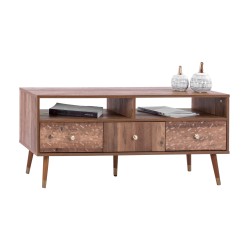 Έπιπλο TV Shanice καρυδί με ανάγλυφη υφή διαστάσεων 120x39x50Υcm