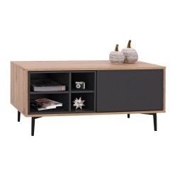 Έπιπλο τηλεόρασης margarit σε μαύρο με φυσικό χρώμα διαστάσεων 98x39,5x44,5Υ cm.hm8676