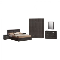 Κρεβατοκάμαρα 7τμχ κρεβάτι 150x200cm κομοδίνο - ντουλάπα - τουαλέτα Zebrano 