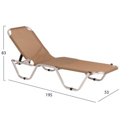 Ξαπλώστρα επαγγελματική Waldo αλουμινίου μόκα 60x195x30cm