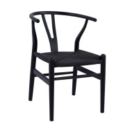 Καρέκλα τραπεζαρίας σε μαύρο χρώμα από ξύλο οξιάς και σχοινί διαστάσεων 56X52X76Υcm BRAVE 