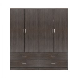 Σετ 2 τεμαχίων τετράφυλλη ντουλάπα με 4 συρτάρια Zebrano διαστάσεων 160x42x181cm