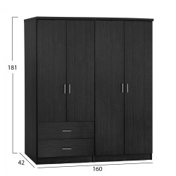 Σετ 2 τεμάχια ντουλάπα τετράφυλλη Zebrano διαστάσεων 160x42x181cm 