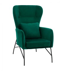 Πολυθρόνα μπερζέρα βελούδινη σε χρώμα κυπαρισσί με μεταλλικά μαύρα πόδια διαστάσεων 67x80x102cm Πολυθρόνα μπερζέρα βελούδινη σε χρώμα κυπαρισσί με μεταλλικά μαύρα πόδια διαστάσεων 67x80x102cm