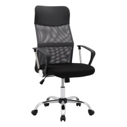Καρέκλα γραφείου Cable σε χρώμα μαύρο - γκρι Mesh με πόδι χρωμίου διαστάσεων 61x58x118cm