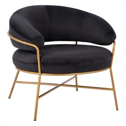 Πολυθρ΄΄ονα βελούδινη σε χρώμα μαύρο με χρυσό σκελετό διαστάσεων 83x75x76Υcm