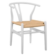 Καρέκλα τραπεζαρίας από ξύλο οξιάς σε λευκό χρώμα και μπεζ σχοινί διαστάσεων 54x57x74Ycm BRAVE 
