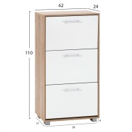 Παπουτσοθήκη μελαμίνης Davina 3 θέσεων Sonama - λευκή διαστάσεων 62x24x110Υcm