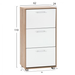 Παπουτσοθήκη μελαμίνης Davina 3 θέσεων Sonama - λευκή διαστάσεων 62x24x110Υcm