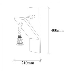 Απλίκα τοίχου ξύλινη με σχοινί διαστάσεων 11x21x40 cm.