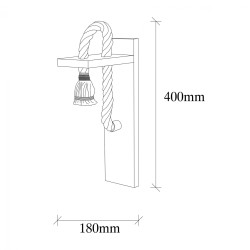Απλίκα τοίχου με σχοινί ξύλινη  διαστάσεων 11x18x40 cm.