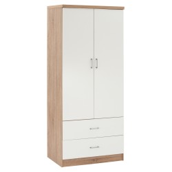 Ντουλάπα δίφυλλη με 2 συρτάρια Reina Sonama λευκή 80x42,5x180,5Ycm