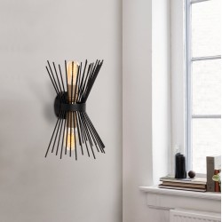 Απλίκα τοίχου δίφωτη μαύρη μεταλλική διαστάσεων 23x16x33 cm.